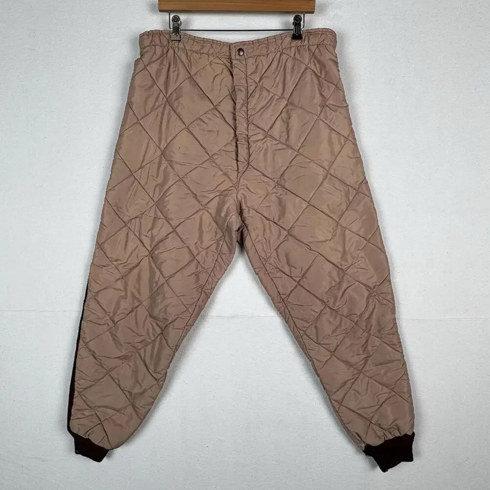 60’s Vintage Bob Allen Quilted‎ Jacket Pants Set Long Under Wear Men's XL Brown